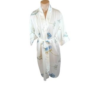 Vintage Plus Size Fashion Wear Floral Robe Belted Poppy Bridal Coquette XXL
